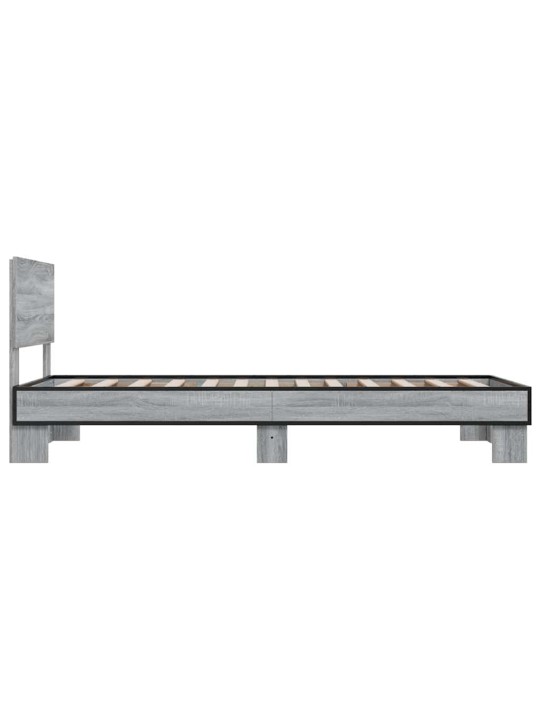 Rám postele šedý sonoma 90 x 200 cm kompozitní dřevo a kov
