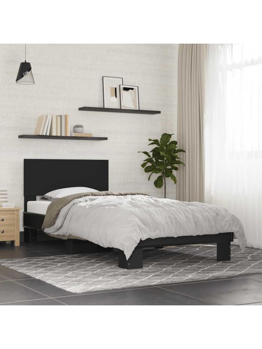 Rám postele černý 75 x 190 cm kompozitní dřevo a kov