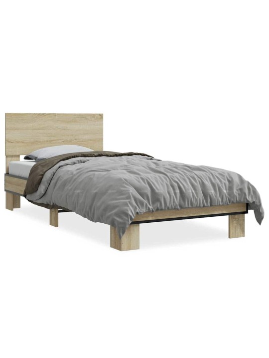 Rám postele dub sonoma 75 x 190 cm kompozitní dřevo a kov