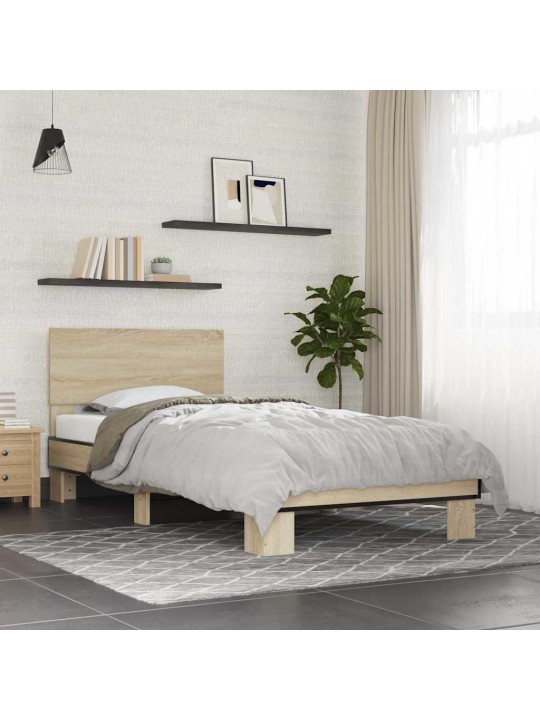 Rám postele dub sonoma 75 x 190 cm kompozitní dřevo a kov