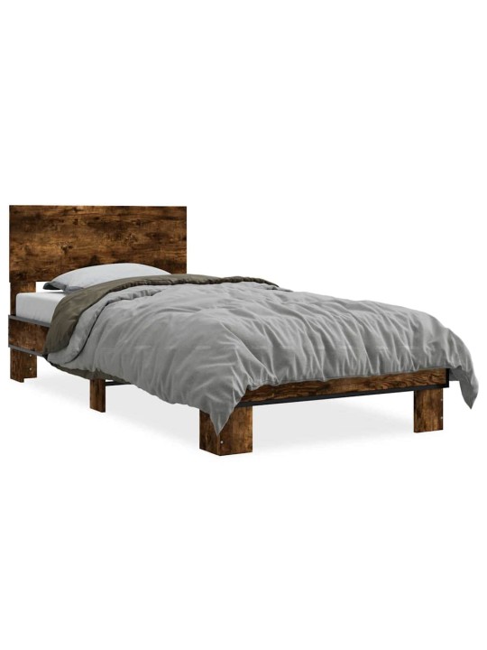 Rám postele kouřový dub 75 x 190 cm kompozitní dřevo a kov
