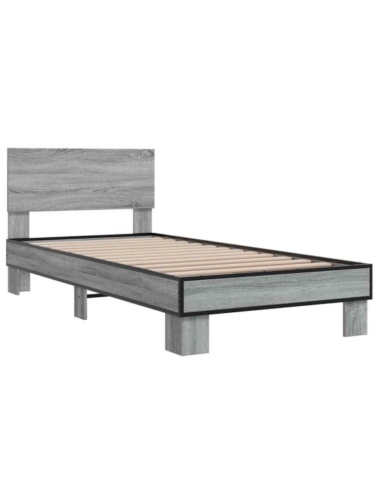 Rám postele šedý sonoma 75 x 190 cm kompozitní dřevo a kov