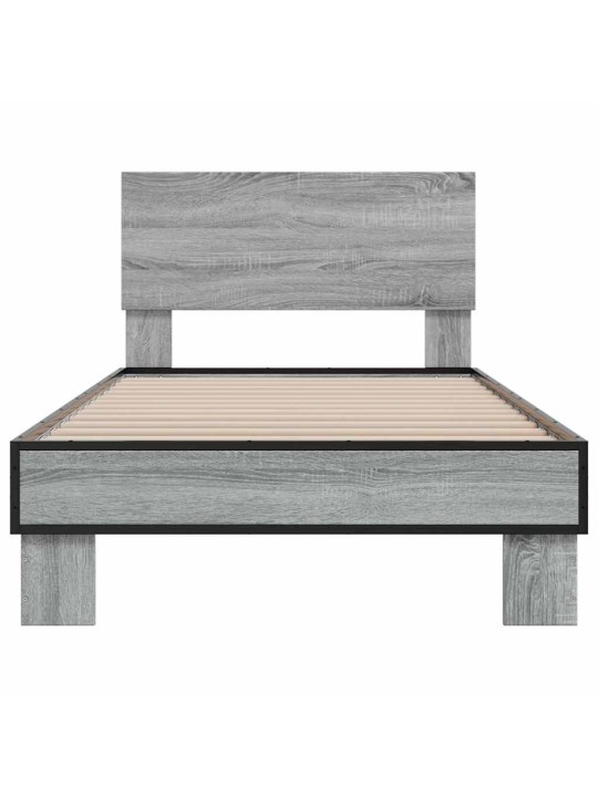 Rám postele šedý sonoma 75 x 190 cm kompozitní dřevo a kov