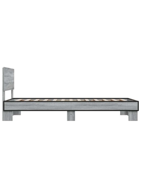 Rám postele šedý sonoma 75 x 190 cm kompozitní dřevo a kov