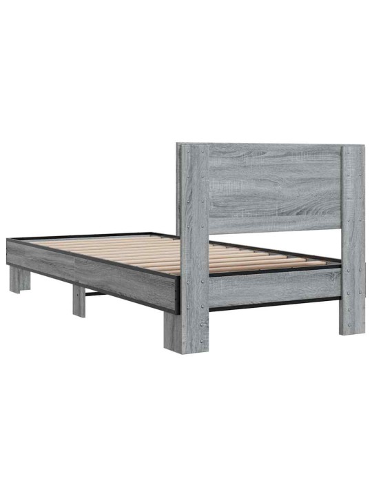 Rám postele šedý sonoma 75 x 190 cm kompozitní dřevo a kov
