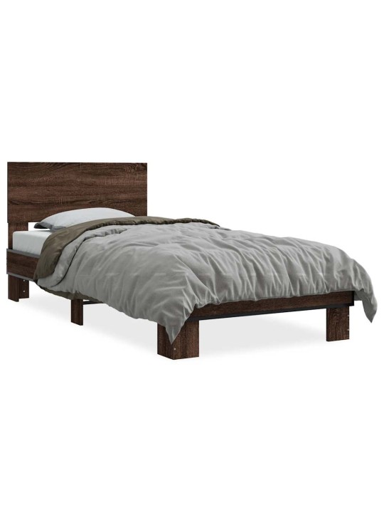 Rám postele hnědý dub 75 x 190 cm kompozitní dřevo a kov
