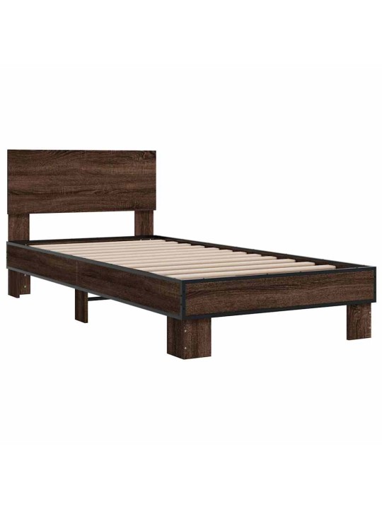 Rám postele hnědý dub 75 x 190 cm kompozitní dřevo a kov