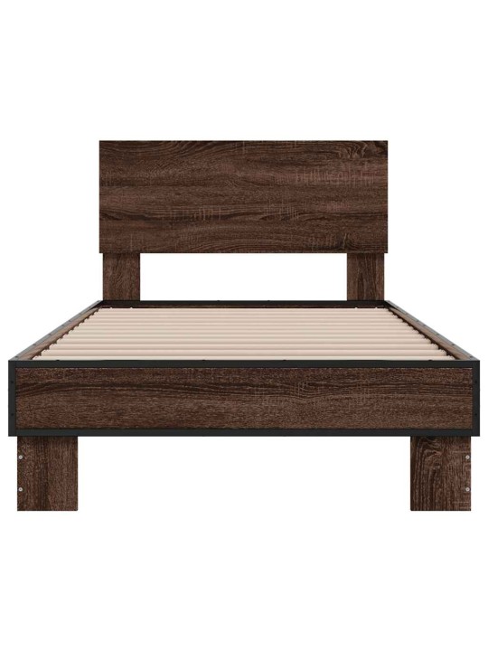 Rám postele hnědý dub 75 x 190 cm kompozitní dřevo a kov