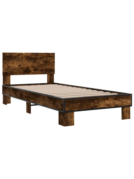 Rám postele kouřový dub 90 x 190 cm kompozitní dřevo a kov