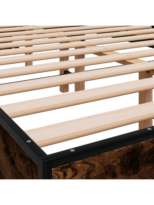Rám postele kouřový dub 120 x 200 cm kompozitní dřevo a kov