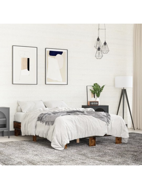 Rám postele kouřový dub 120 x 200 cm kompozitní dřevo a kov
