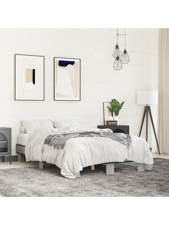 Rám postele šedý sonoma 120 x 200 cm kompozitní dřevo a kov