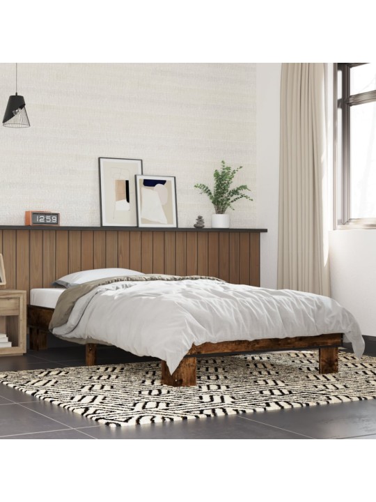 Rám postele kouřový dub 100 x 200 cm kompozitní dřevo a kov