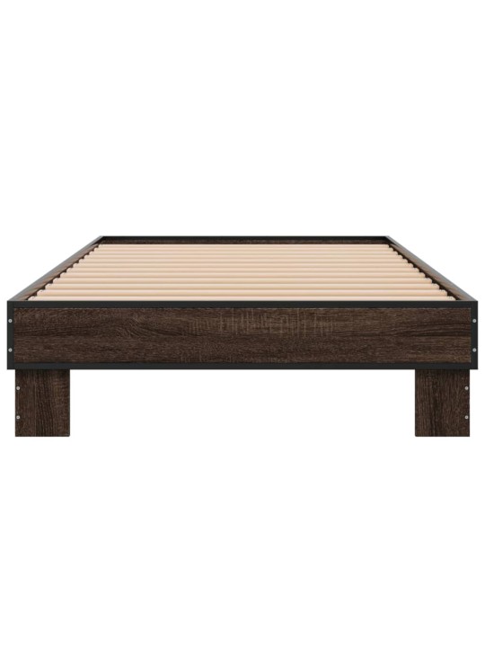 Rám postele hnědý dub 100 x 200 cm kompozitní dřevo a kov