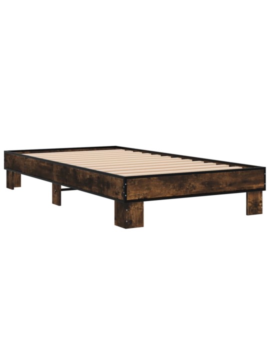 Rám postele kouřový dub 90 x 200 cm kompozitní dřevo a kov