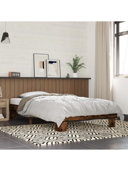 Rám postele kouřový dub 90 x 200 cm kompozitní dřevo a kov