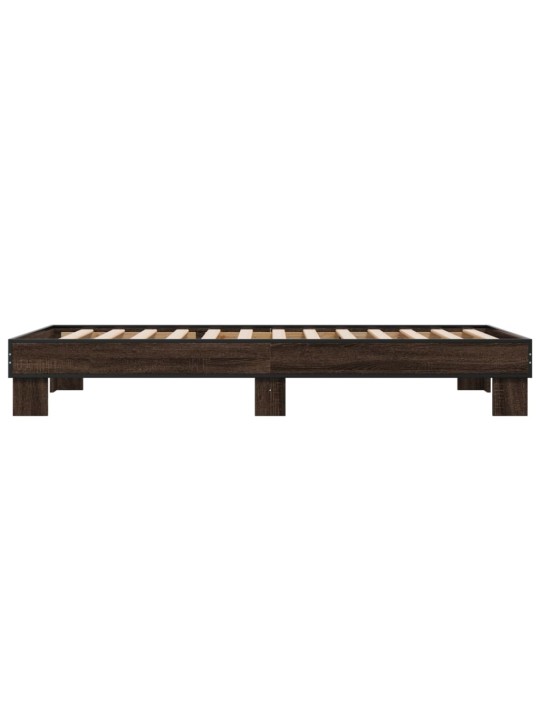 Rám postele hnědý dub 90 x 200 cm kompozitní dřevo a kov