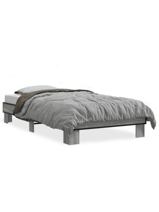 Rám postele šedý sonoma 75 x 190 cm kompozitní dřevo a kov