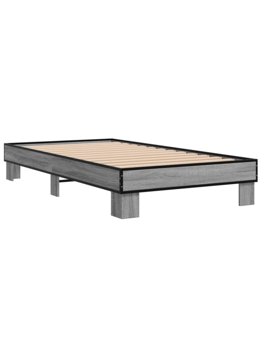 Rám postele šedý sonoma 75 x 190 cm kompozitní dřevo a kov