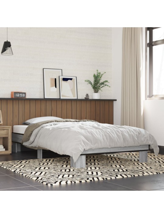 Rám postele šedý sonoma 75 x 190 cm kompozitní dřevo a kov
