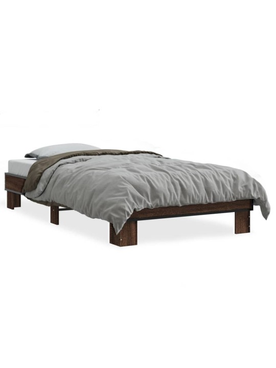 Rám postele hnědý dub 75 x 190 cm kompozitní dřevo a kov