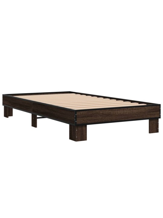 Rám postele hnědý dub 75 x 190 cm kompozitní dřevo a kov