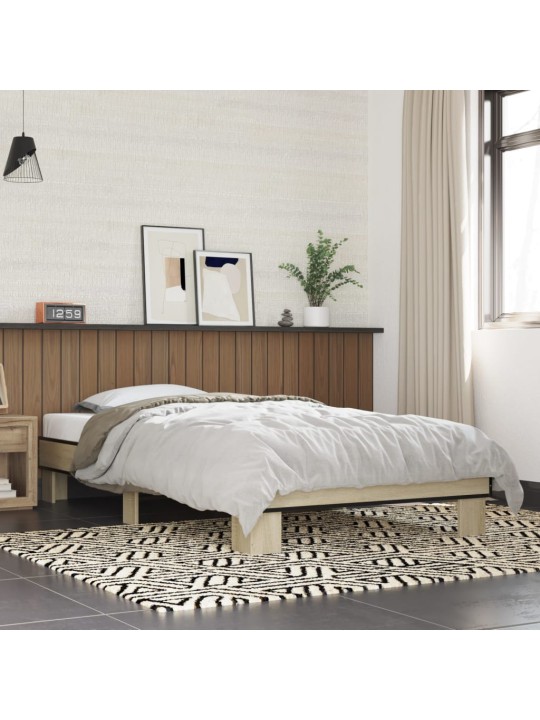 Rám postele dub sonoma 90 x 190 cm kompozitní dřevo a kov