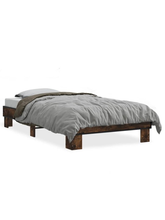 Rám postele kouřový dub 90 x 190 cm kompozitní dřevo a kov