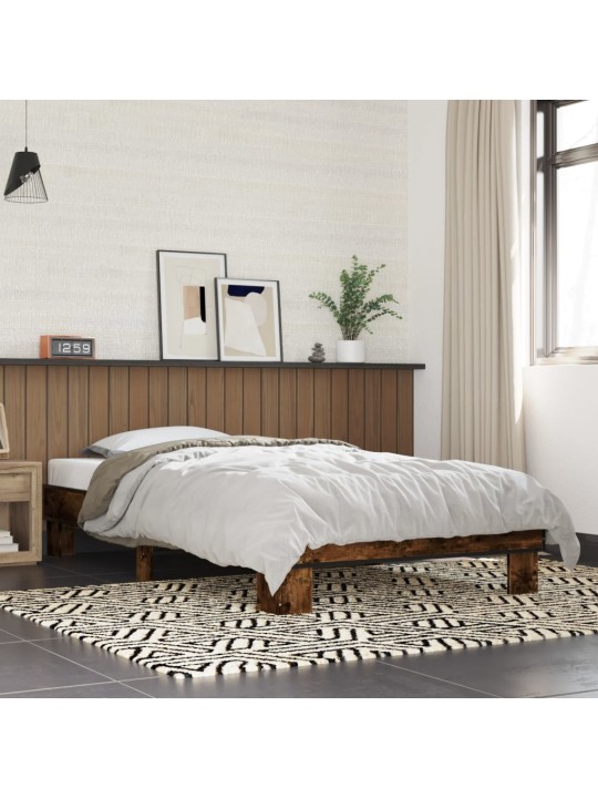 Rám postele kouřový dub 90 x 190 cm kompozitní dřevo a kov