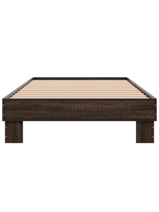 Rám postele hnědý dub 90 x 190 cm kompozitní dřevo a kov