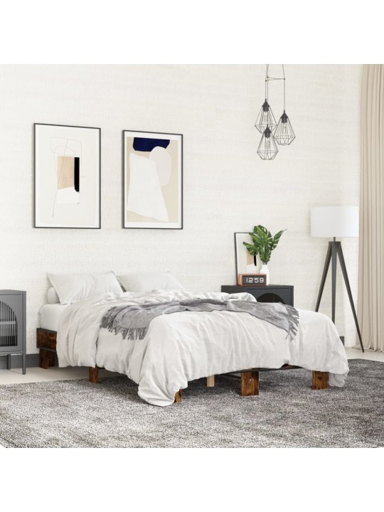 Rám postele kouřový dub 120 x 190 cm kompozitní dřevo a kov