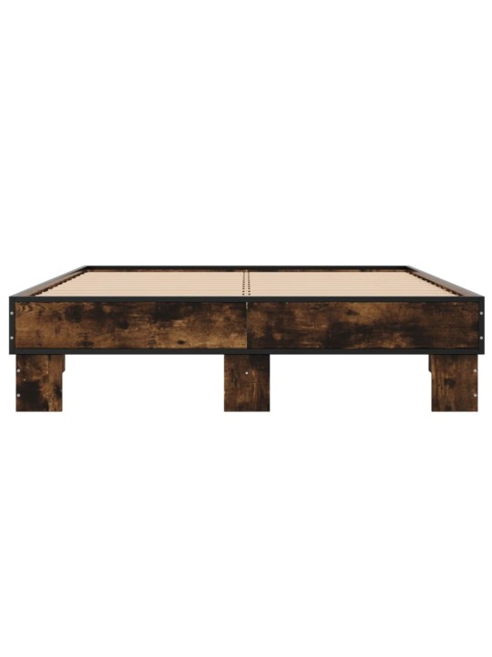 Rám postele kouřový dub 135 x 190 cm kompozitní dřevo a kov