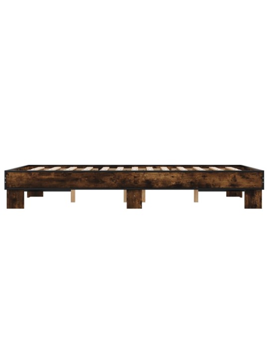 Rám postele kouřový dub 135 x 190 cm kompozitní dřevo a kov
