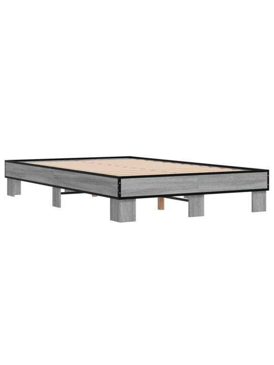 Rám postele šedý sonoma 135 x 190 cm kompozitní dřevo a kov