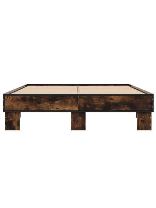 Rám postele kouřový dub 140 x 190 cm kompozitní dřevo a kov