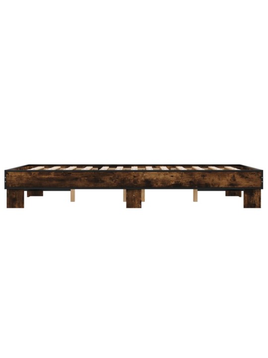 Rám postele kouřový dub 140 x 190 cm kompozitní dřevo a kov