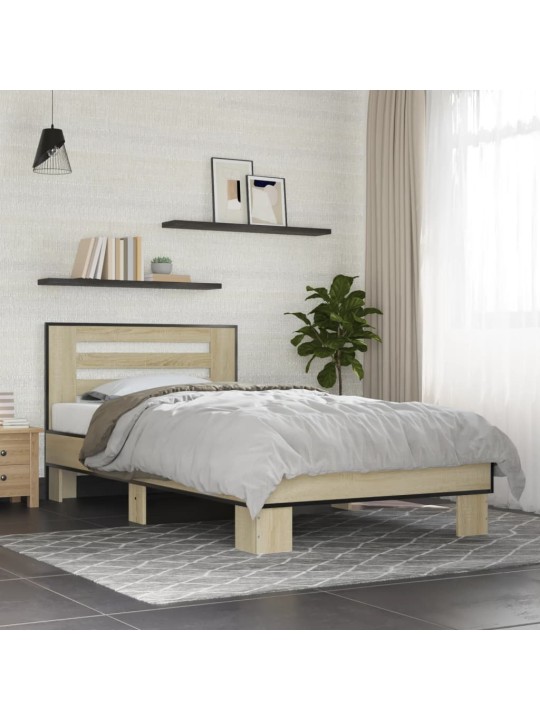 Rám postele dub sonoma 90 x 190 cm kompozitní dřevo a kov