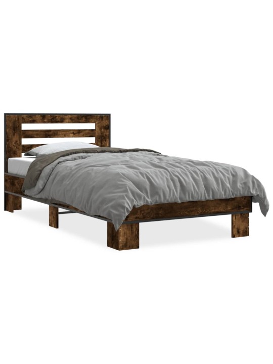 Rám postele kouřový dub 90 x 190 cm kompozitní dřevo a kov