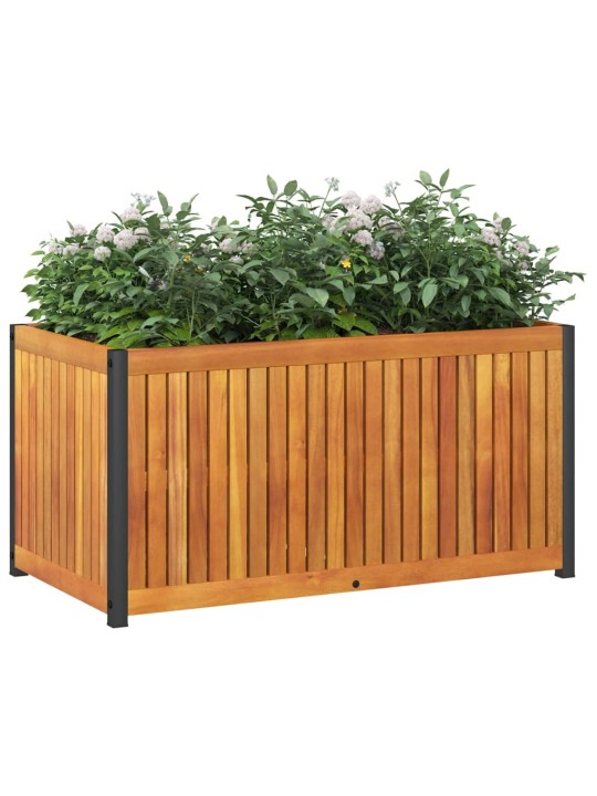 Zahradní truhlík 85 x 45 x 44 cm masivní akáciové dřevo a ocel