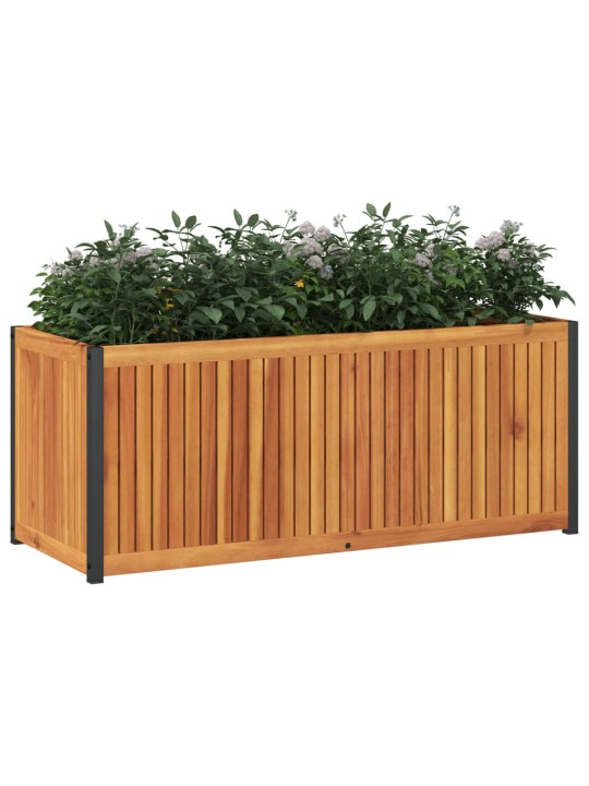 Zahradní truhlík 110 x 45 x 44 cm masivní akáciové dřevo a ocel