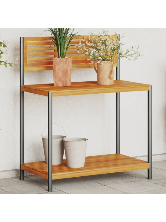 Zahradní pracovní stůl 90 x 50 x 110 cm masivní akácie a ocel