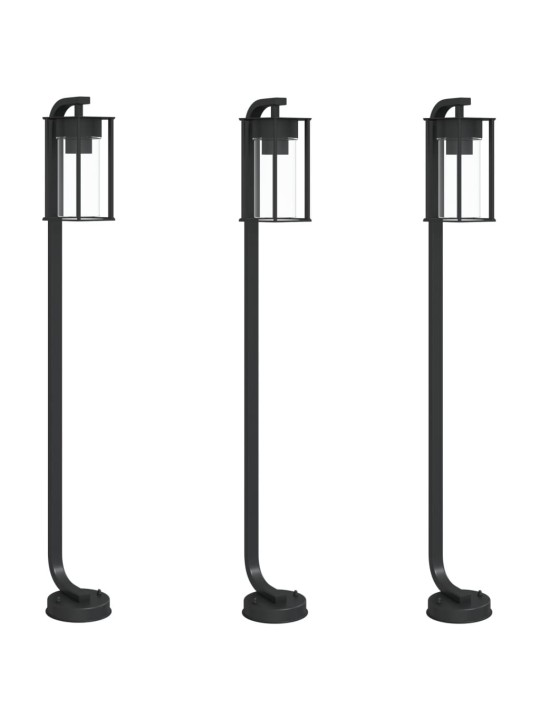 Venkovní stojací lampy 3 ks černé 100 cm nerezová ocel