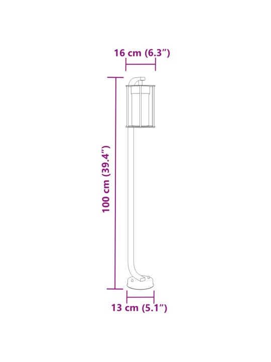 Venkovní stojací lampy 3 ks černé 100 cm nerezová ocel