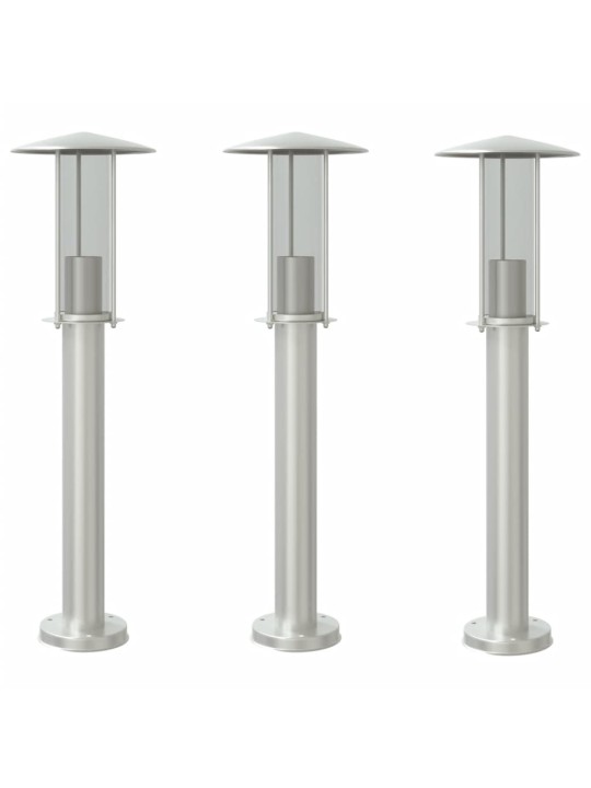 Venkovní stojací lampy 3 ks stříbrné 60 cm nerezová ocel