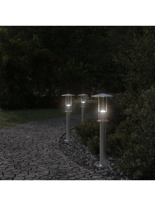 Venkovní stojací lampy 3 ks stříbrné 60 cm nerezová ocel