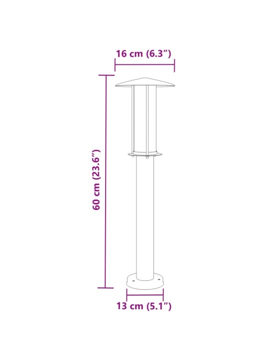 Venkovní stojací lampy 3 ks stříbrné 60 cm nerezová ocel