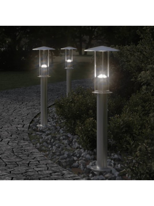 Venkovní stojací lampy 3 ks stříbrné 60 cm nerezová ocel