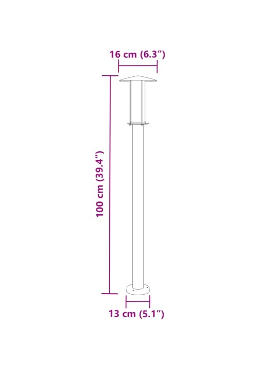 Venkovní stojací lampa stříbrná 100 cm nerezová ocel