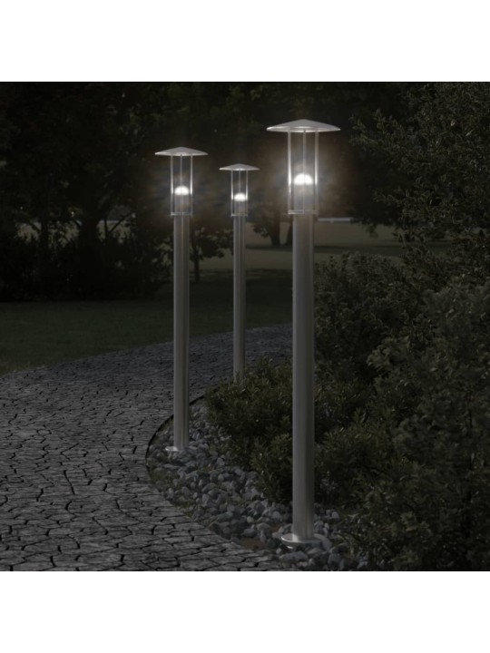 Venkovní stojací lampa stříbrná 100 cm nerezová ocel