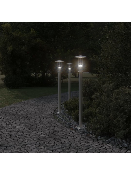 Venkovní stojací lampy 3 ks stříbrné 100 cm nerezová ocel